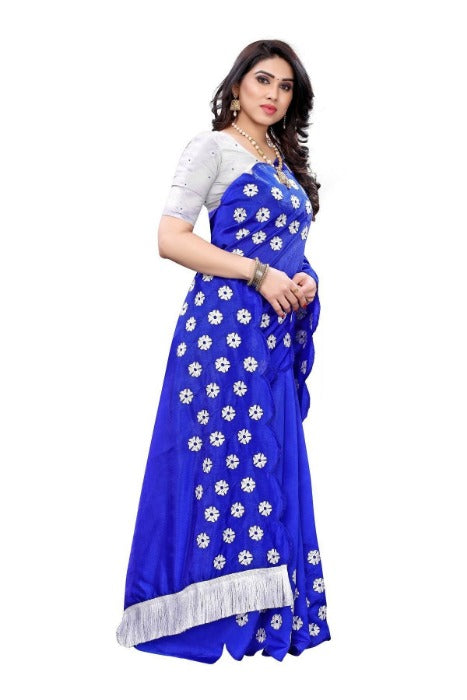 Vamika Zoya Silk Embroidered Blue Saree (RAKHI BLUE)