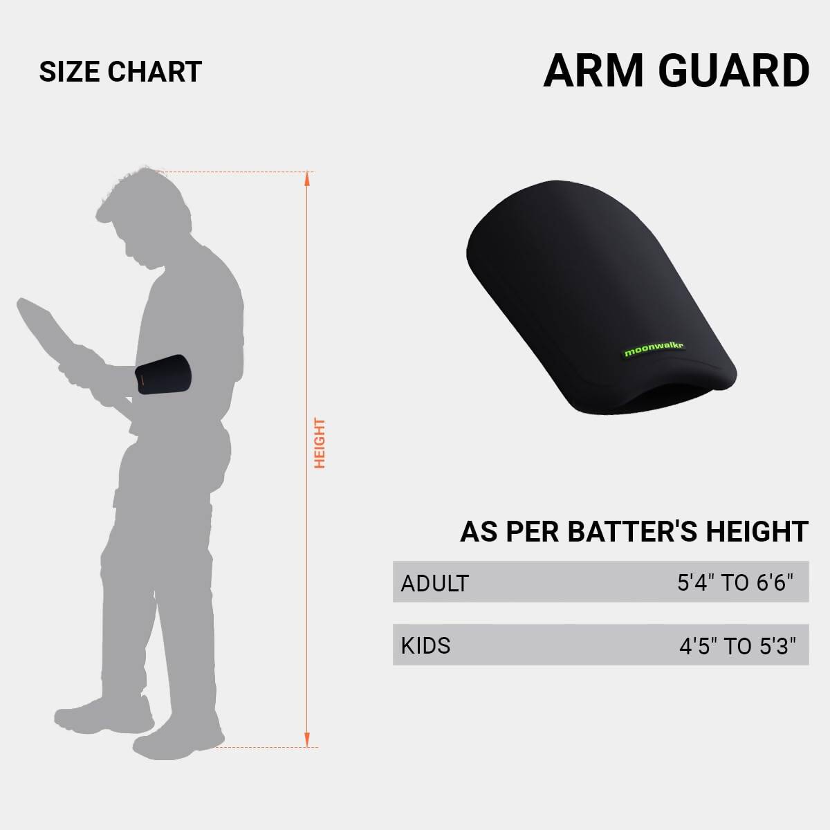 Moonwalkr Cricket Arm Guard Kids Size - Black