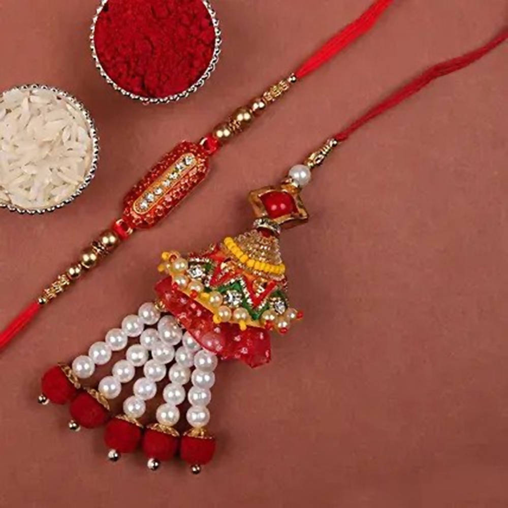 Designer Lumba Rakhi Set With Celebrations Box Combo