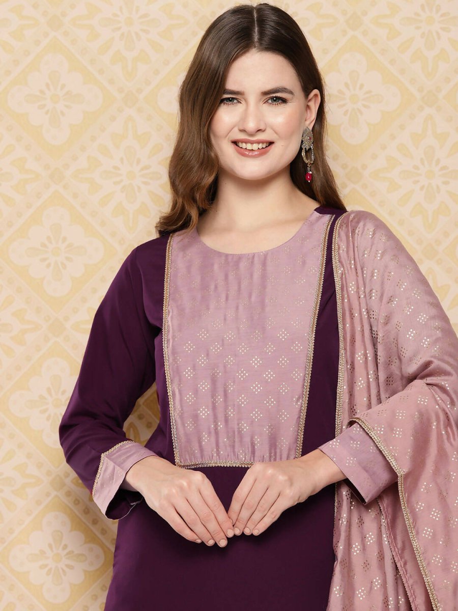 Ahalyaa Women's Traditional wear Kurta Set - Burgundy