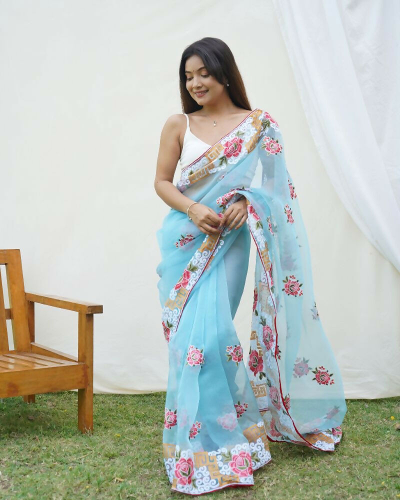 Vamsee Nagma Sky Organza Saree