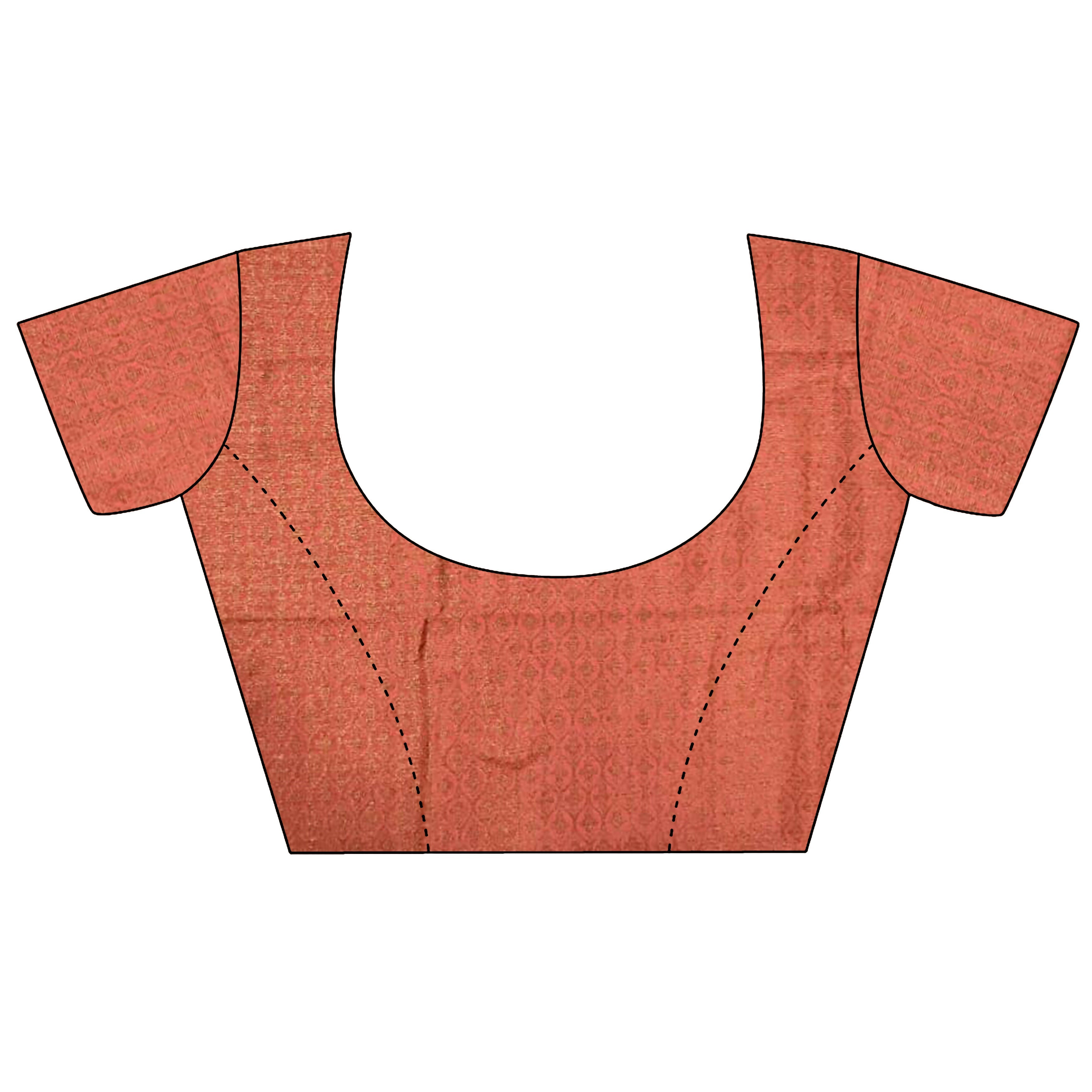 Joban Fashion Peach Banarasi Soft Lichi Silk Checks & Woven Saree