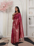 Shree Shyam Fashion Lichi Silk Wine Saree