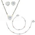 AanyaCentric Gold-Polished Mangalsutra Pendant Earring Set & Silver Plated Anklet
