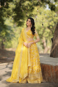 Vastranavya Designer Dyeable Pure Viscose Jacquard Fabric Lehenga Choli & Dupatta Set - Yellow