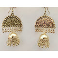 MS Fashion India Half Moon Gold-Polished Jhumka Pearl Tassel Earrings