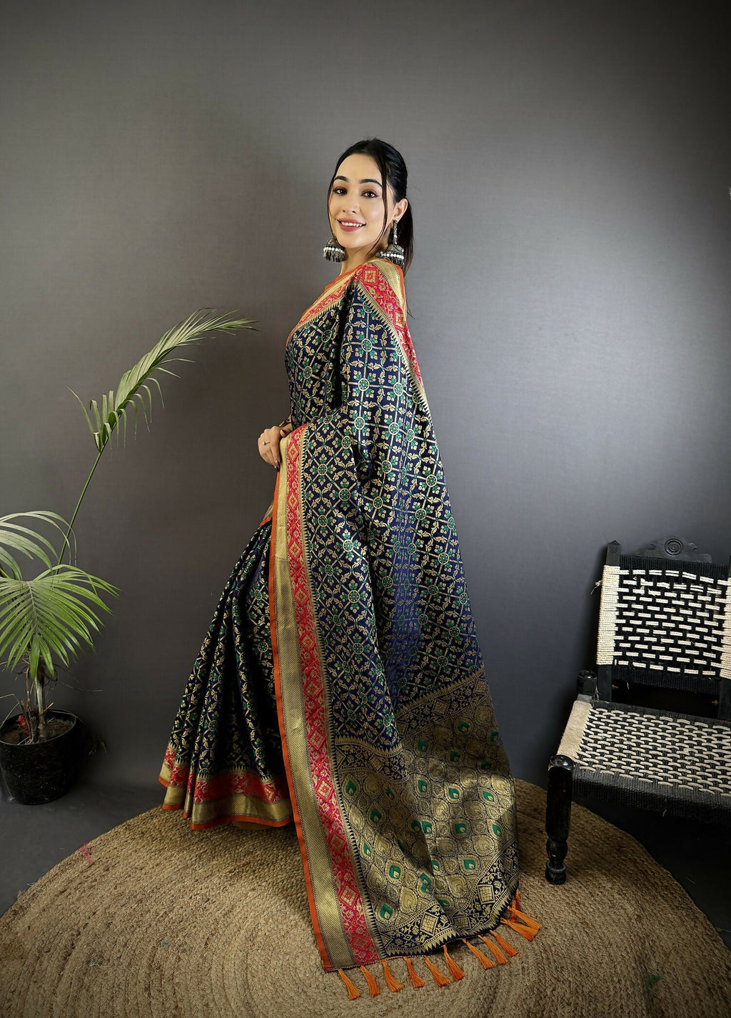 Joban Fashion Navy Blue Patola Soft Silk Patola Saree