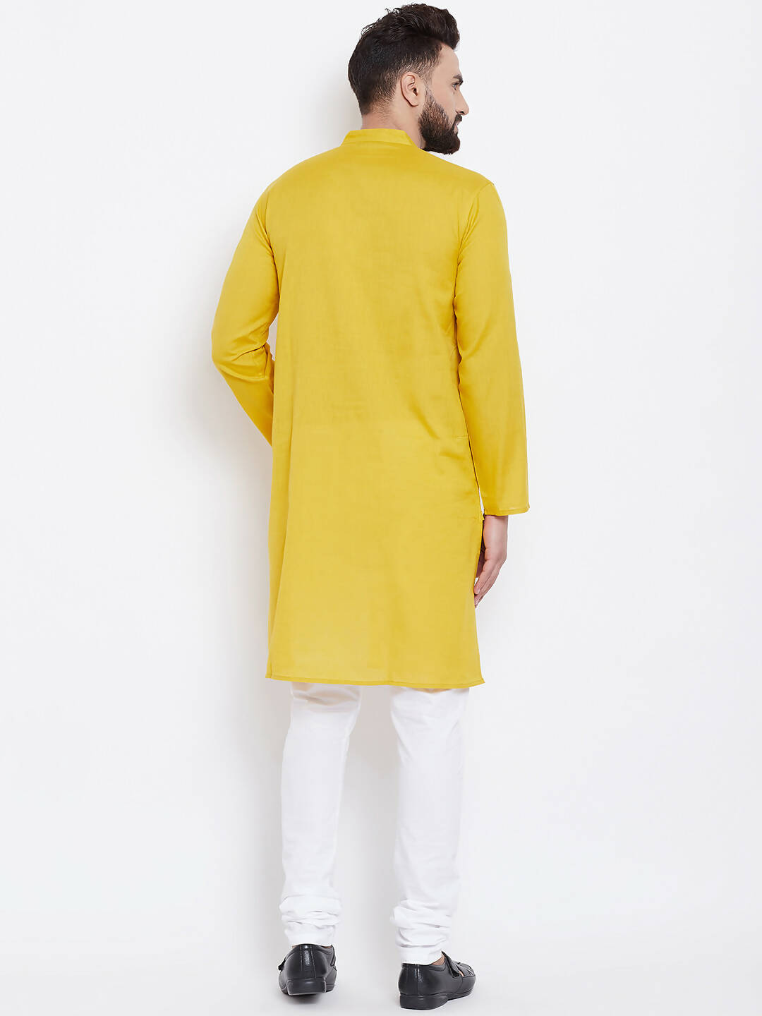 Even Apparels Yellow Men's Pure Cotton Kurta With Band Collar