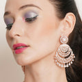 Rose Gold Diamond Chand Earrings- Ruby Raang