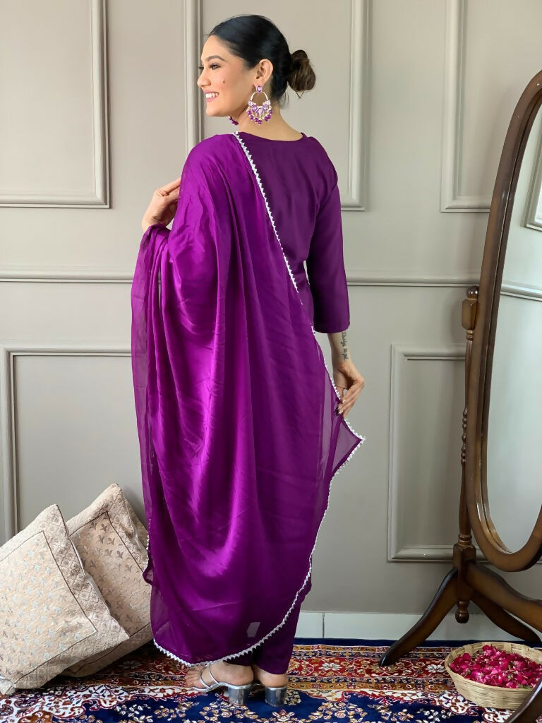 Partywear Designer Ryon Slub White Stitched Suit With Dupatta - Tanisha