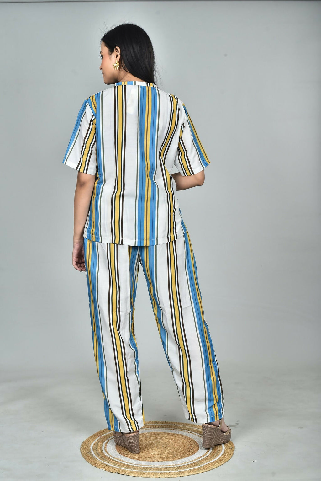 Morchari Digital Print Semi Muslin Co-Ord Set Top & Trouser-Multicolor