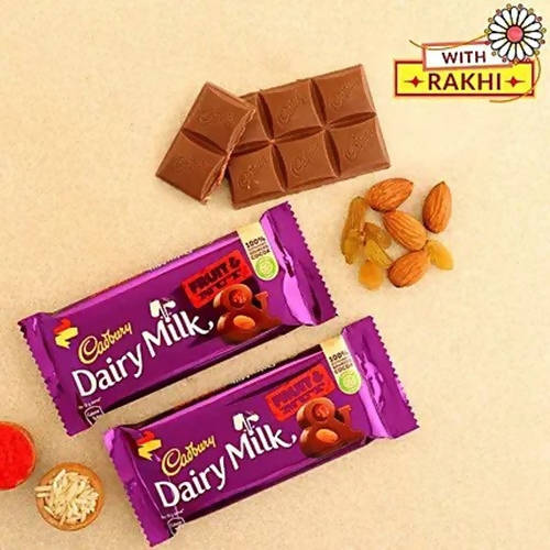 Designer Antique Rakhi & Fruit N Nut Chocolates