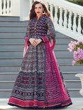Partywear Designer Dark Blue Heavy Soft Killer Silk Salwar Suit - Anbazaar