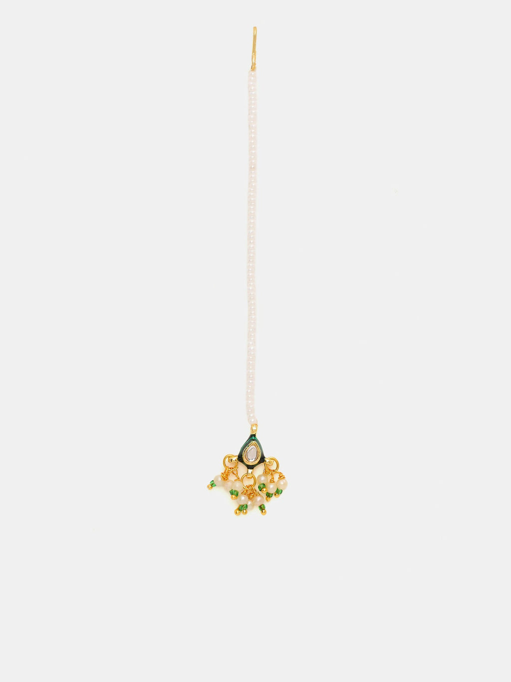 Ruby Raang Green Gold Kundan Maang Tikka