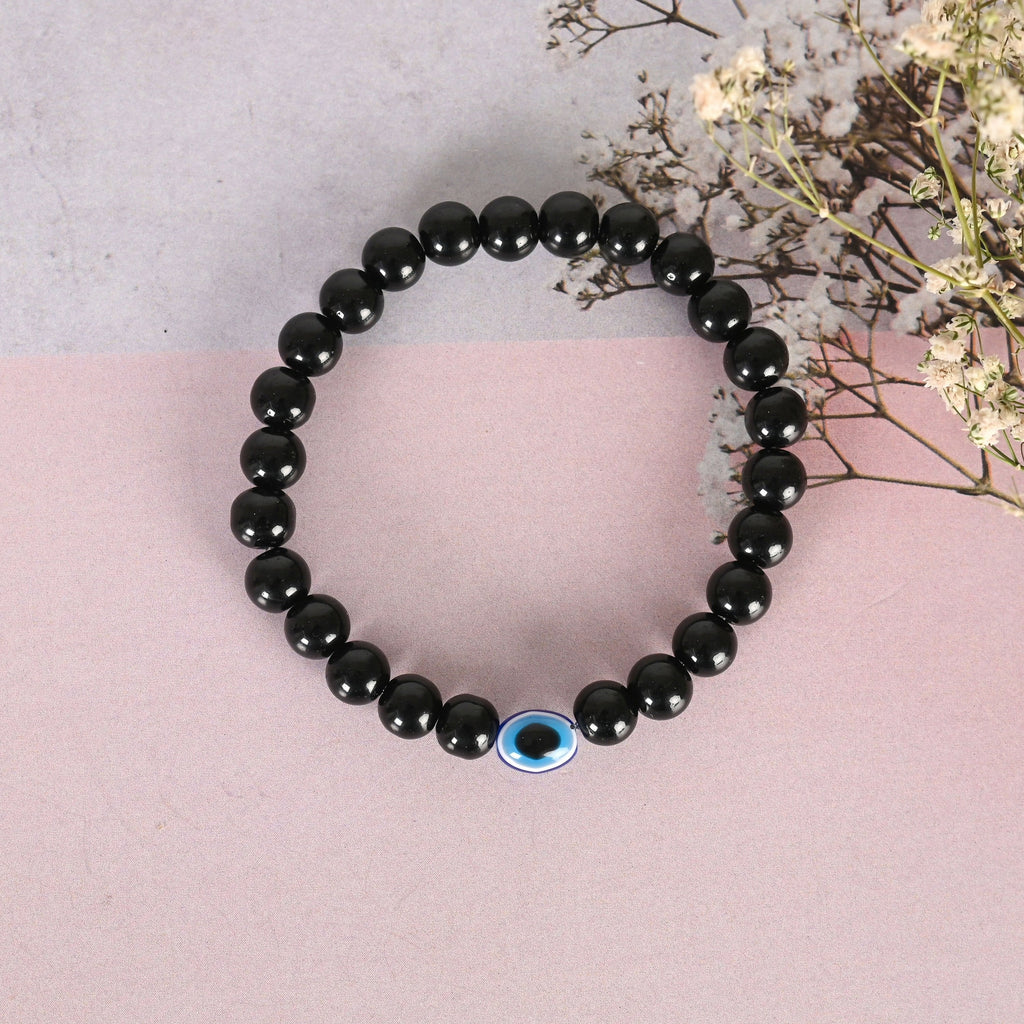 NVR Men & Women Marble Crystal Beaded Elasticated Bracelet