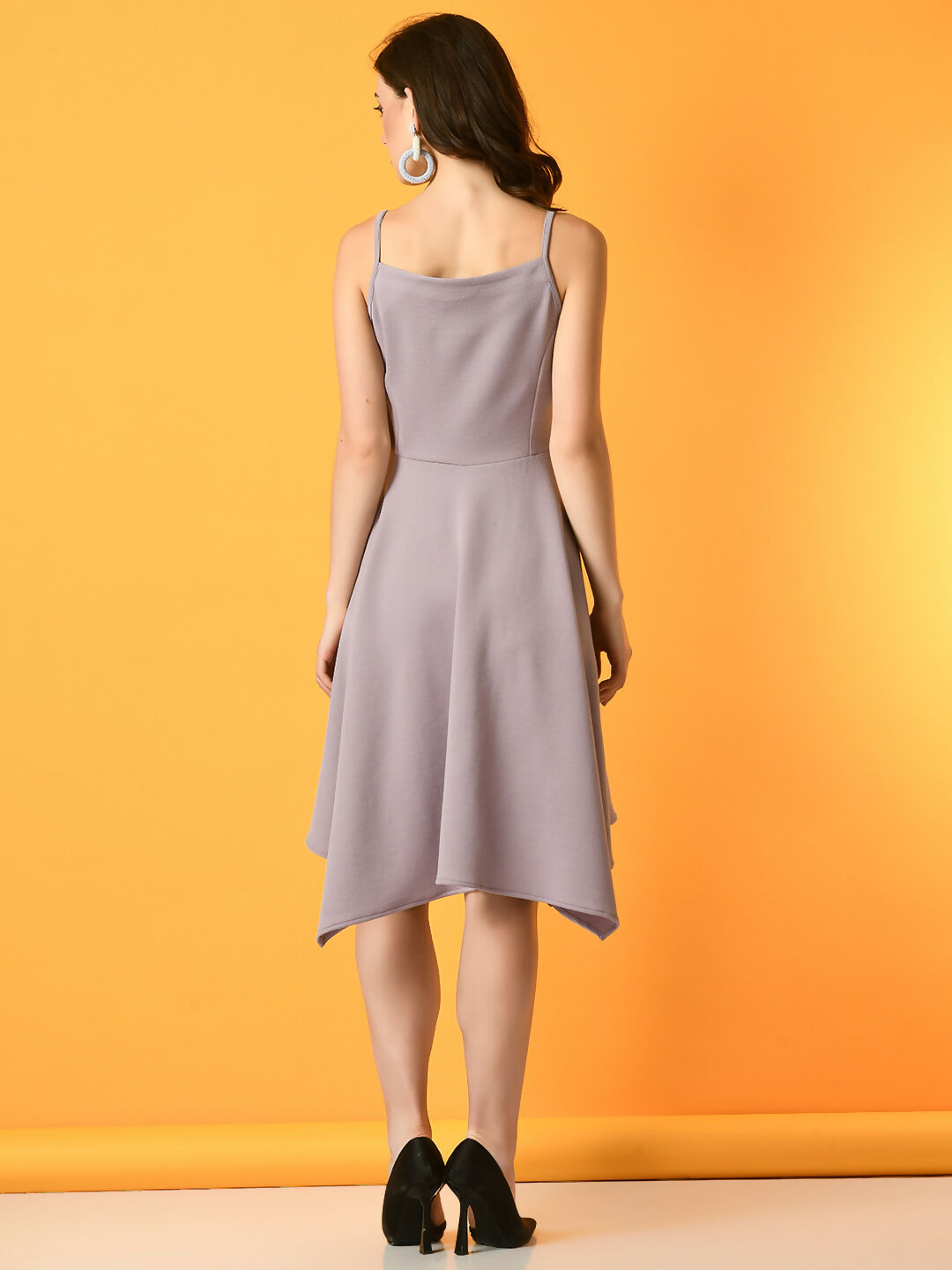 Myshka Women's Lavender Solid Party Dress