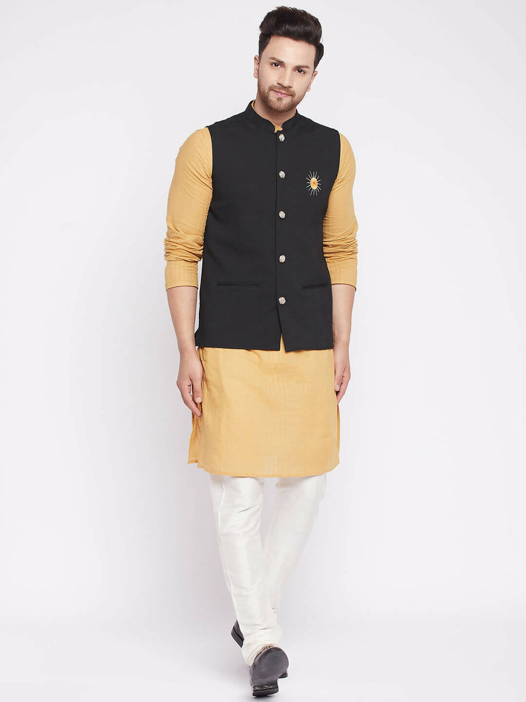 Even Apparels Men Black Nehru Jacket