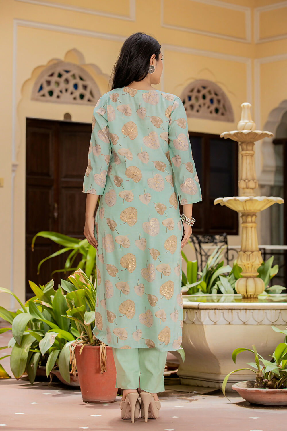 Kaajh Women's Green Modal Silk Printed Kurta Pant Set With Dupatta