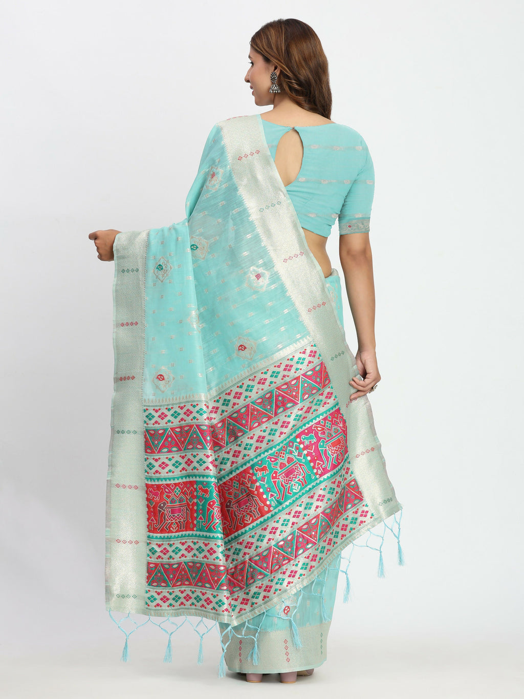 Shree Shyam Fashion Linen Cotton Sea Green Saree