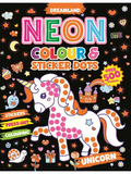 Dreamland Publications Unicorn Neon Colour & Sticker Dots Book Over 500 Stickers Book For Kids