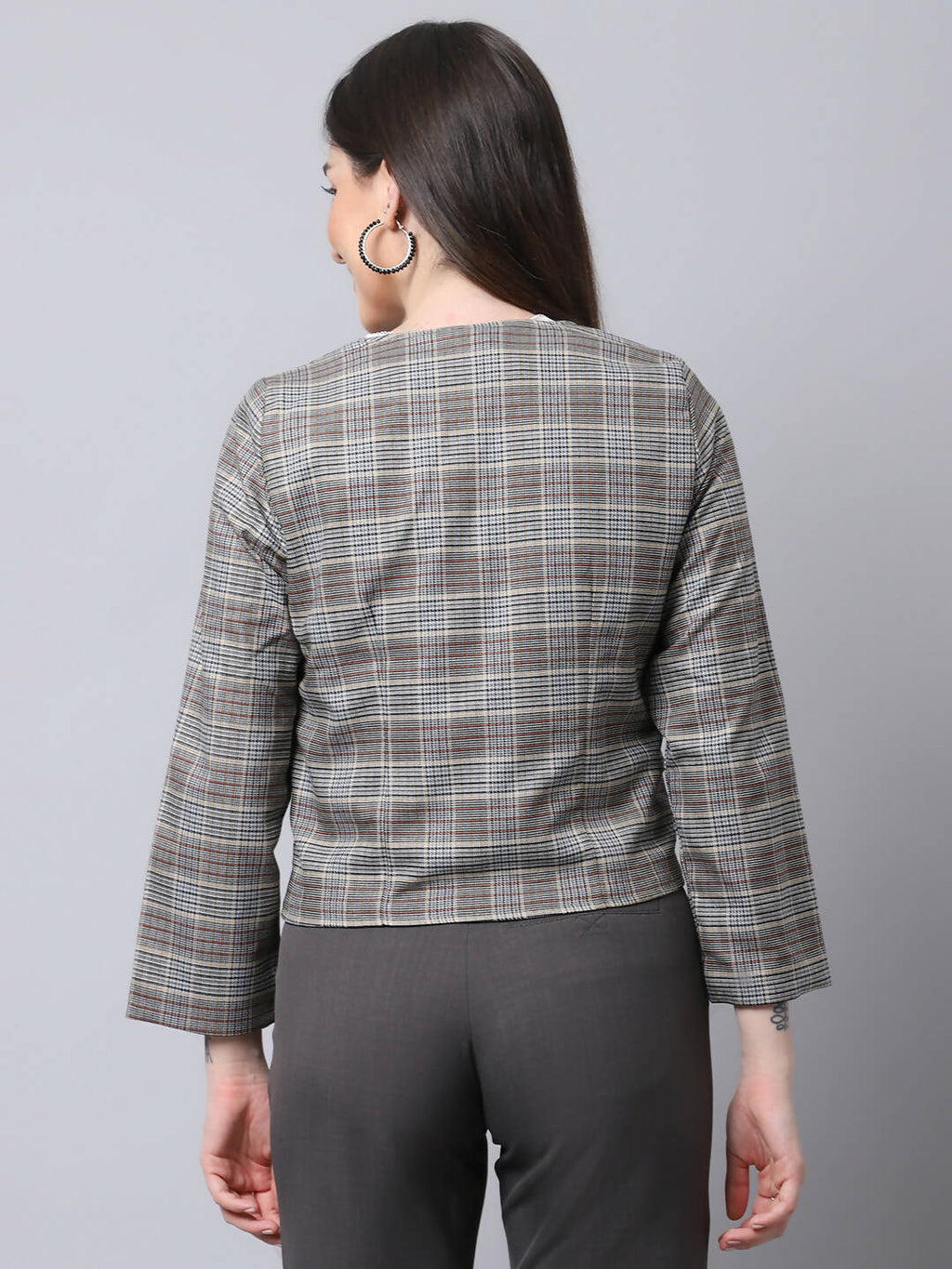 Even Apparels Brown Polywool Open Front Statement Women's Jacket