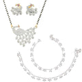 AanyaCentric Gold-Polished Mangalsutra Pendant Earring Set & Silver Plated Anklet