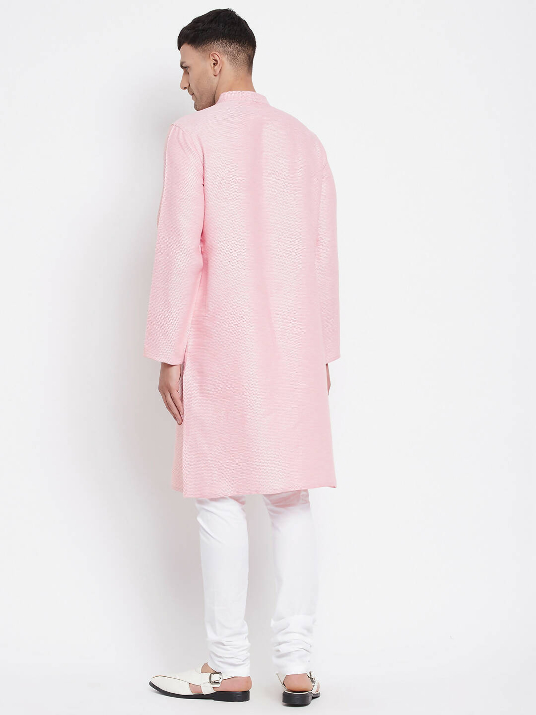 Even Apparels Pink Pure Cotton Men's Kurta With Band Collar
