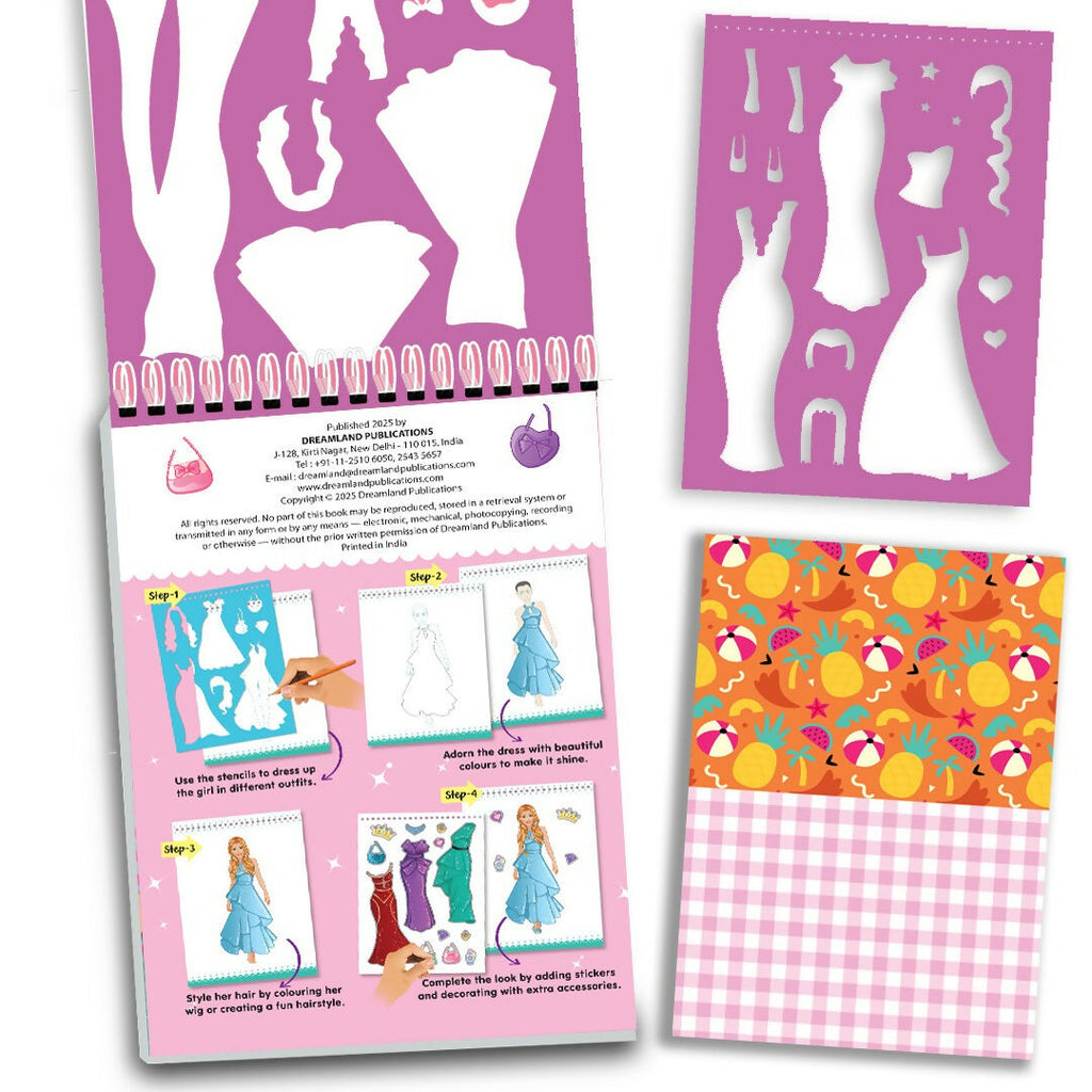 Dreamland Publications Style Studio Fashion Sketch Activity Book 2 for Girls Age 4-8 years