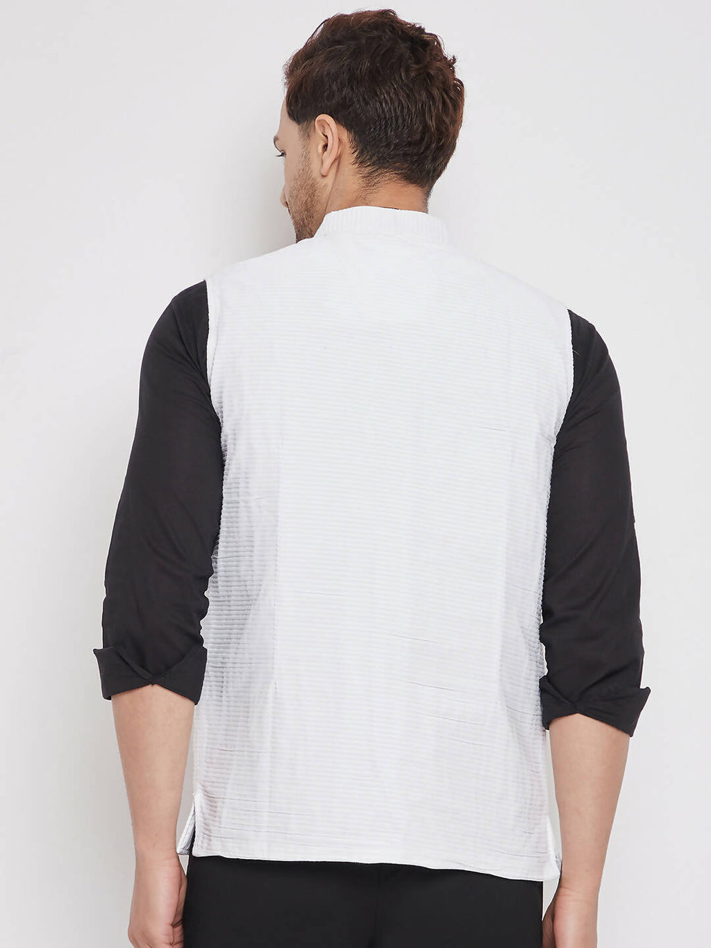 Even Apparels White Cotton Men Woven Nehru Jacket