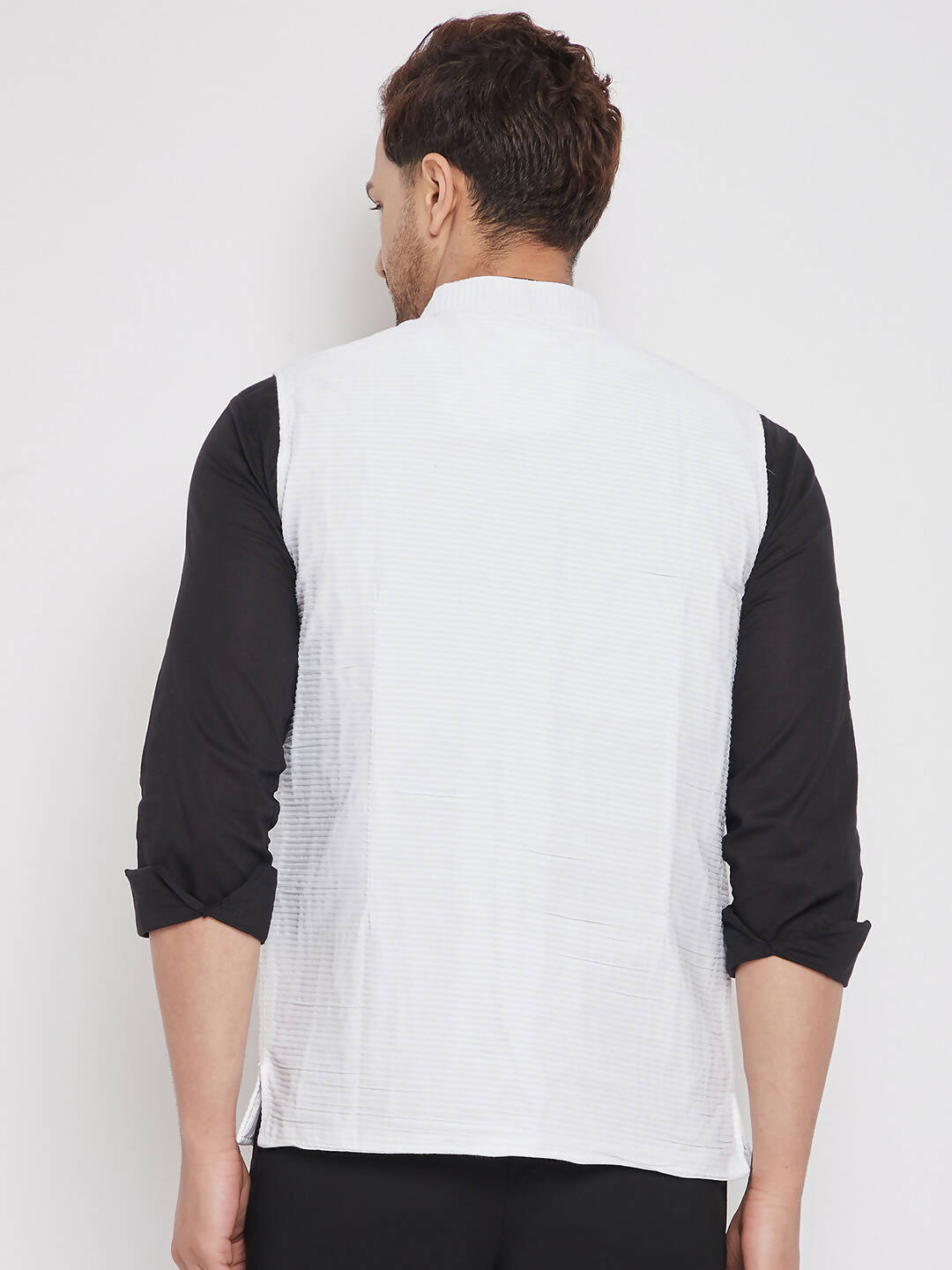 Even Apparels White Cotton Men Woven Nehru Jacket