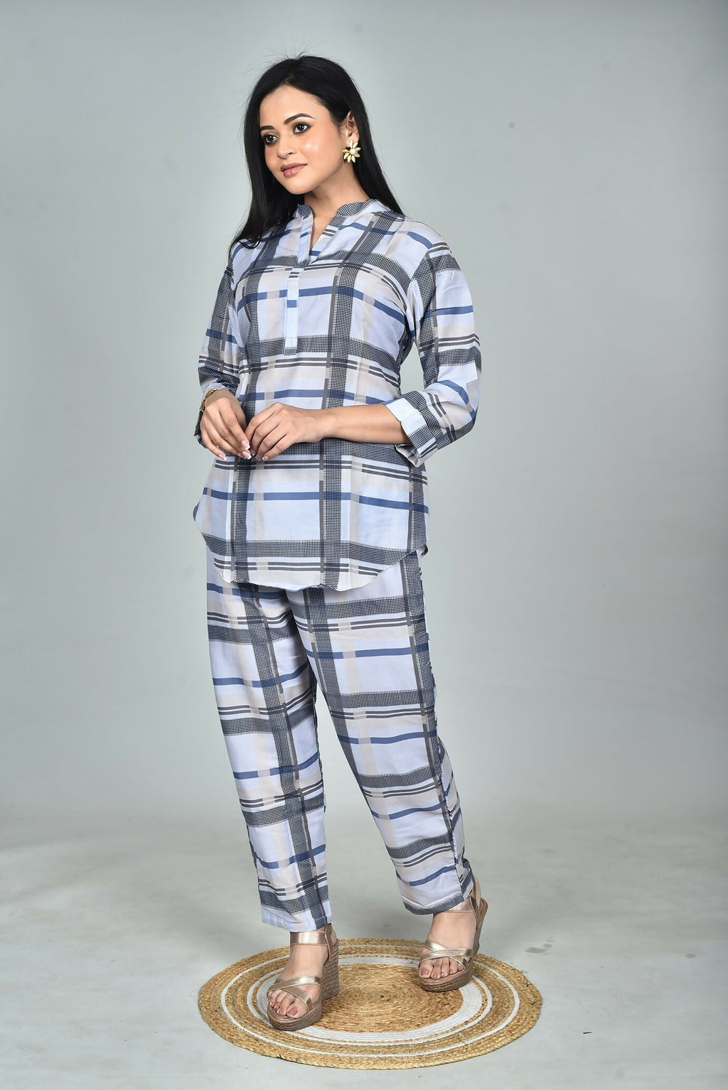 Morchari Digital Print Semi Muslin Co-Ord Set Top & Trouser-Multicolor