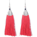 MS Fashion India Red Fringe Earrings
