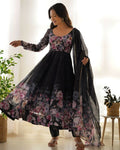 Joban Fashion Black Kurta Set Organza Sequin Embroidery Work