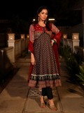 Juniper Women's Black Ethnic Motif Printed Rayon A-lined Kurta Palazzo And Dupatta With Mirror & Thread Work