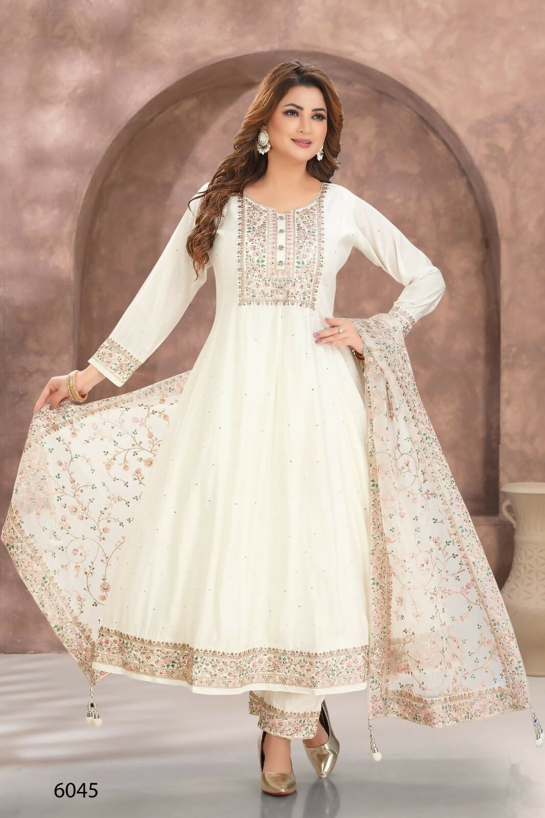 Joban Fashion Chanderi Cream Color Kurta Set