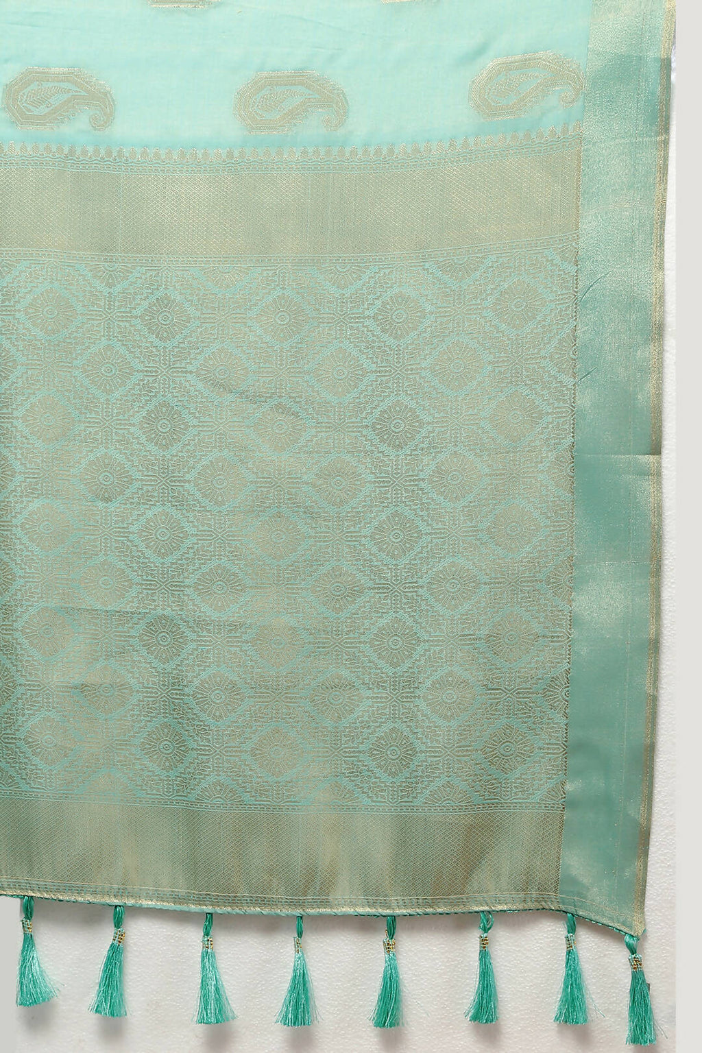 Lorenvalley Fashion Skyblue Cotton Woven Design with Zari Weaving Design Saree