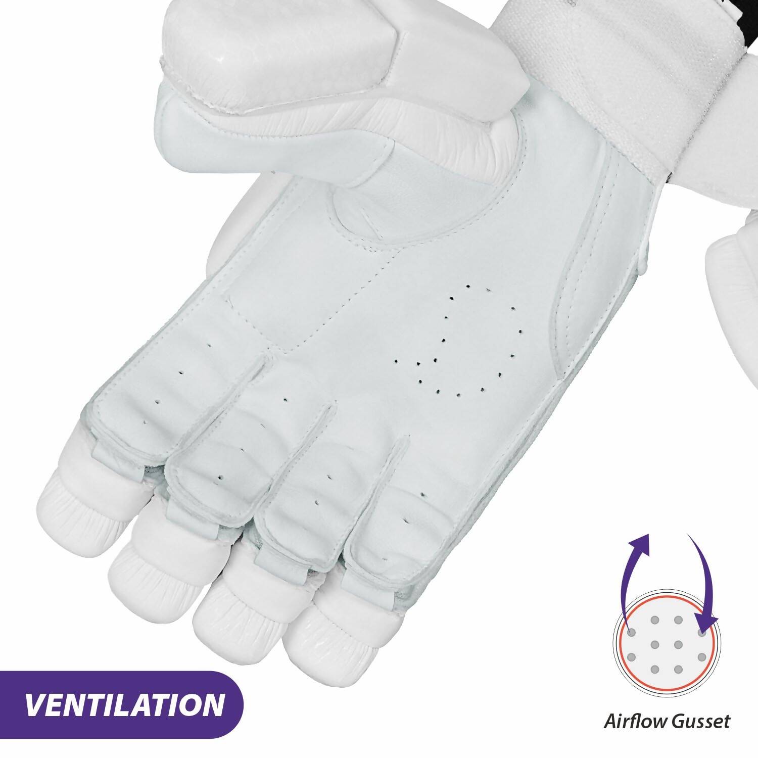 DSC Krunch 7.0 Men's Leather Right Hand Cricket Batting Gloves - Size Small (White Orange)