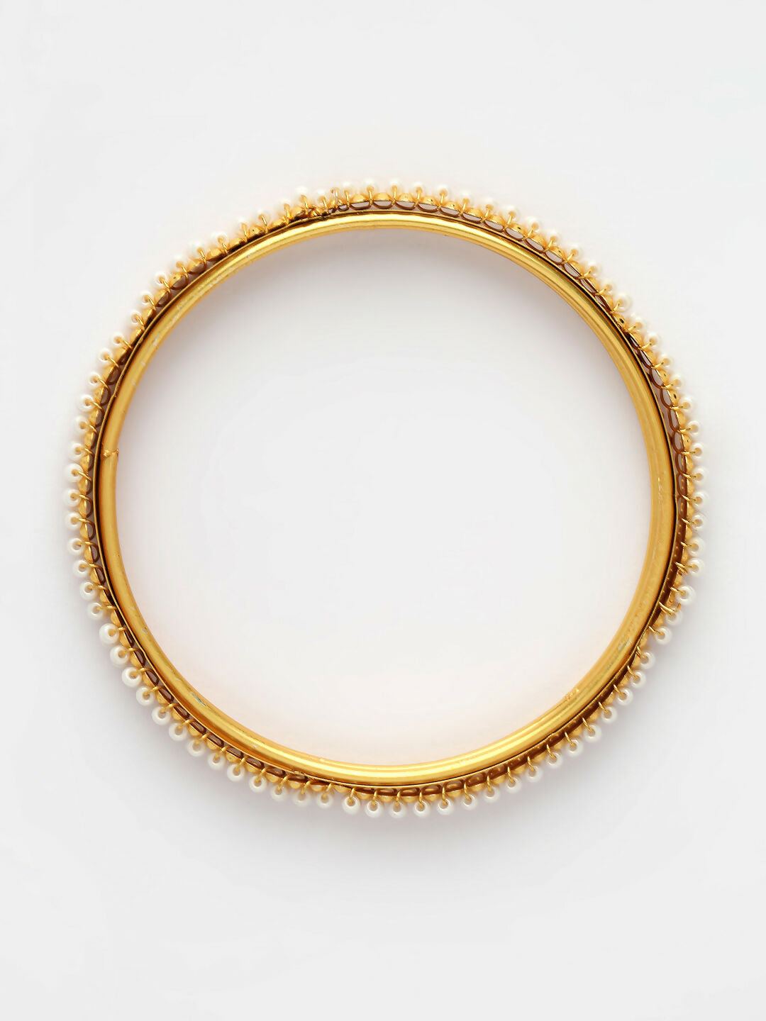 NVR Women's Set of 4 Gold-Polished Pearl Handcrafted Traditional Bangles