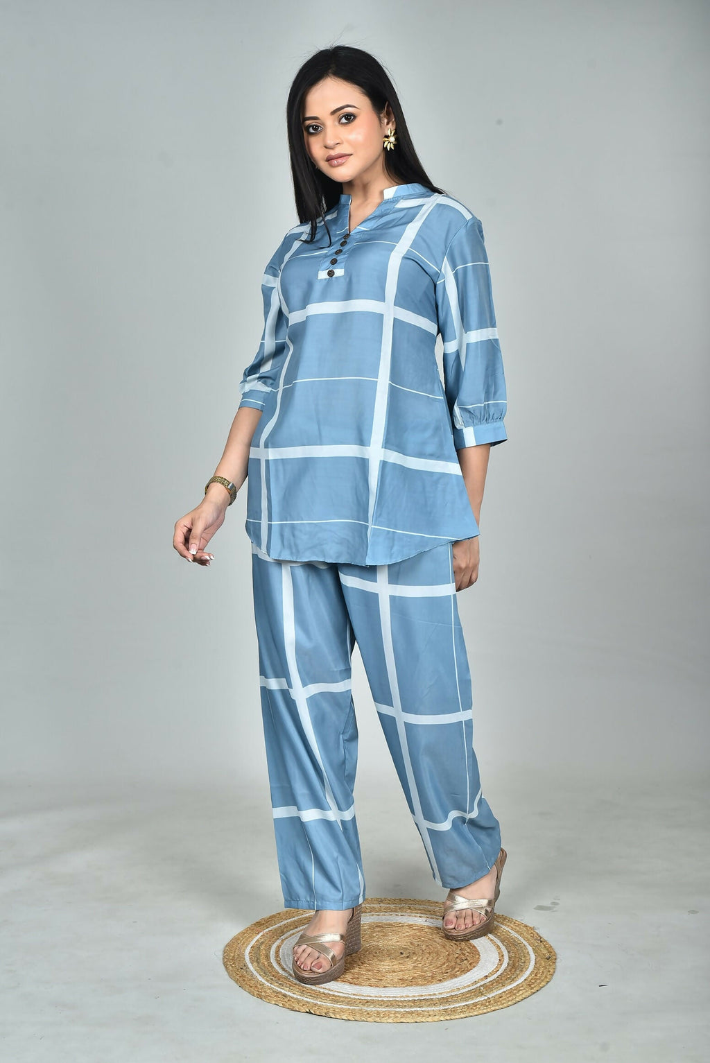 Morchari Digital Print Semi Muslin Co-Ord Set Top & Trouser-Multicolor