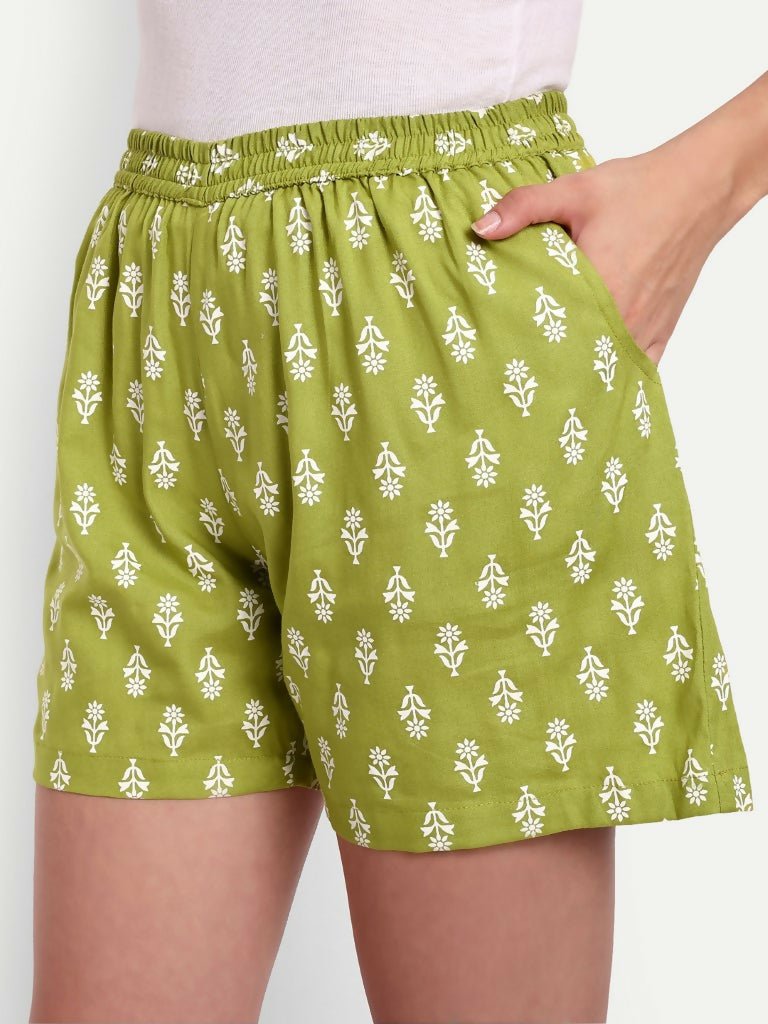 Alvano Printed Blue, Green Boxer Shorts, Night Shorts, Regular Shorts, Bermuda Shorts