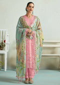 Pretty Pink Pure Muslin Resham Embroidered Salwar Suit - Emponline