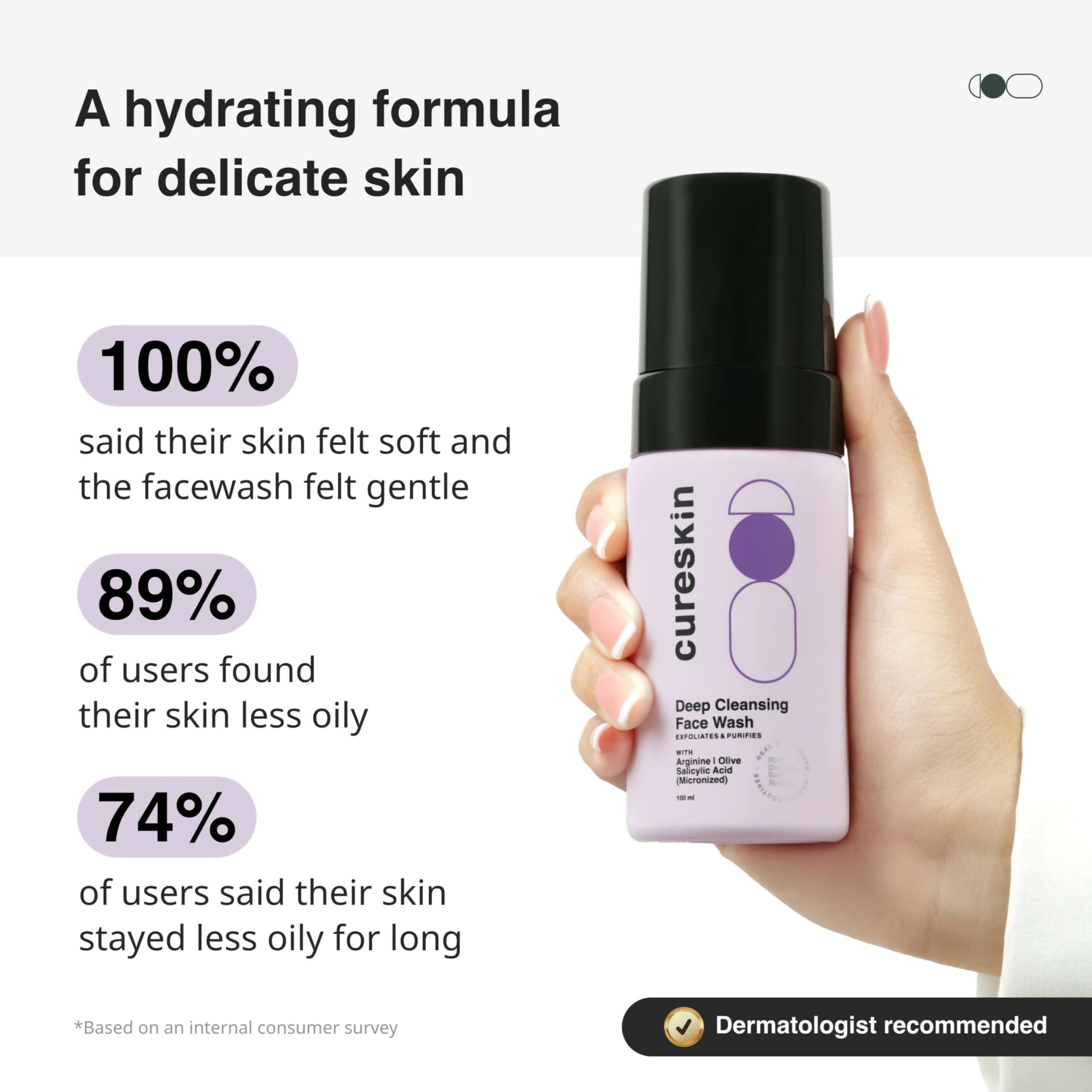 Cureskin Deep Cleanse Salicylic Acid Face Wash for Oily Skin