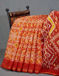 Red Colored Patola Print Semi Chanderi Saree By Gayathri Reddy Designer Studio