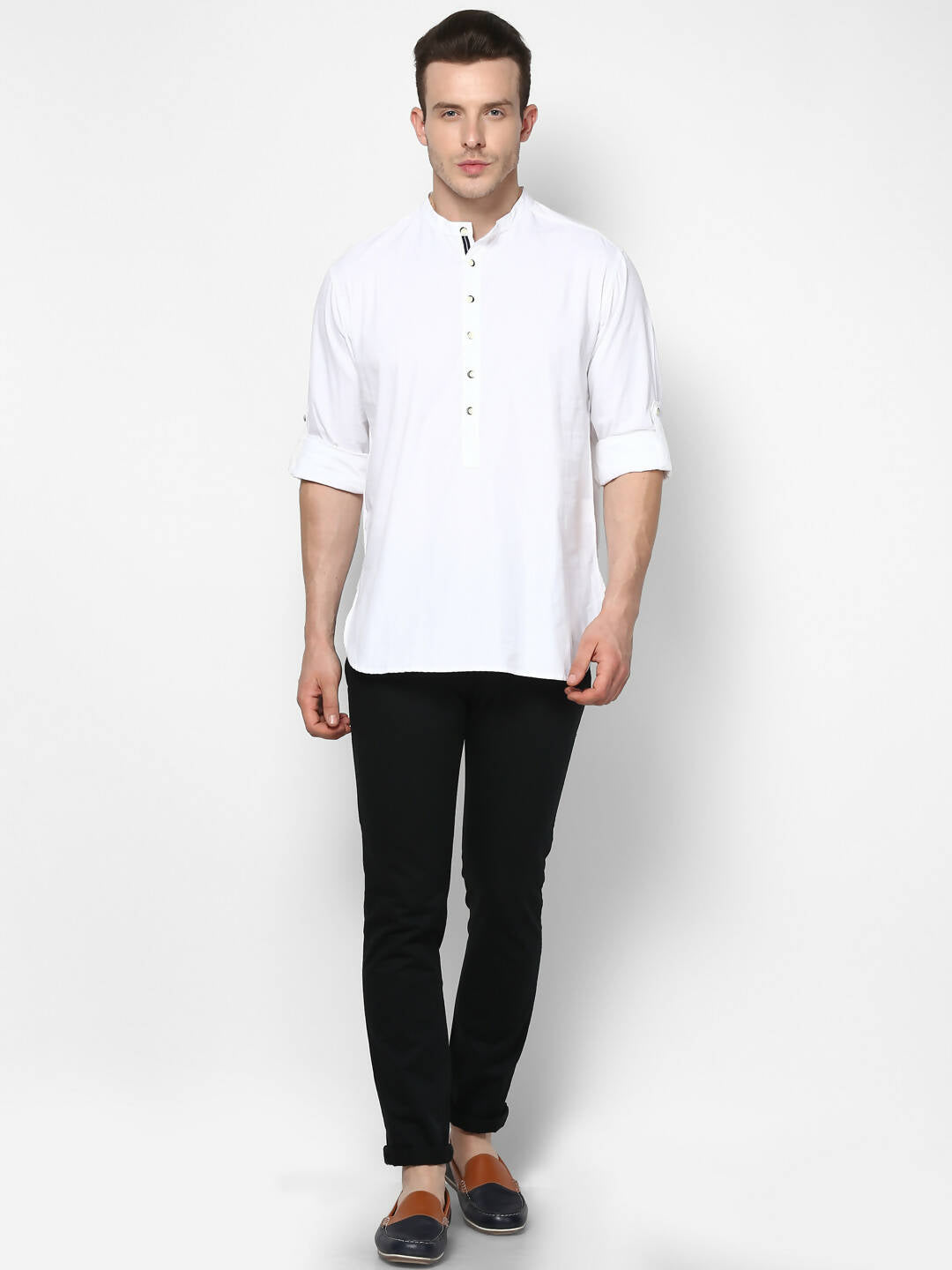 Even Apparels Band Collar White Color Pure Cotton Men's Kurta