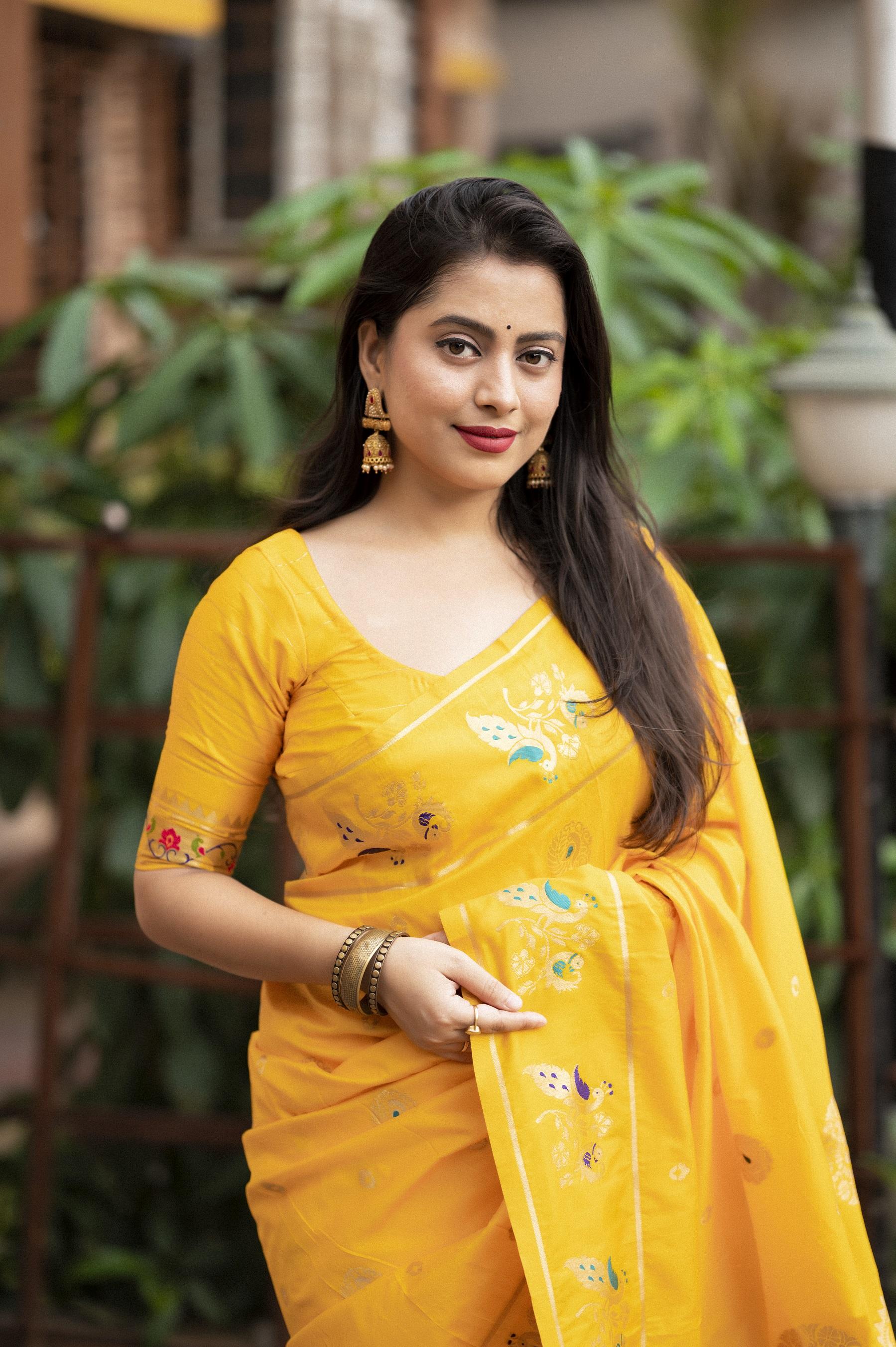Yellow Pure Silk Woven Design Saree with Unstitched Blouse - A2M