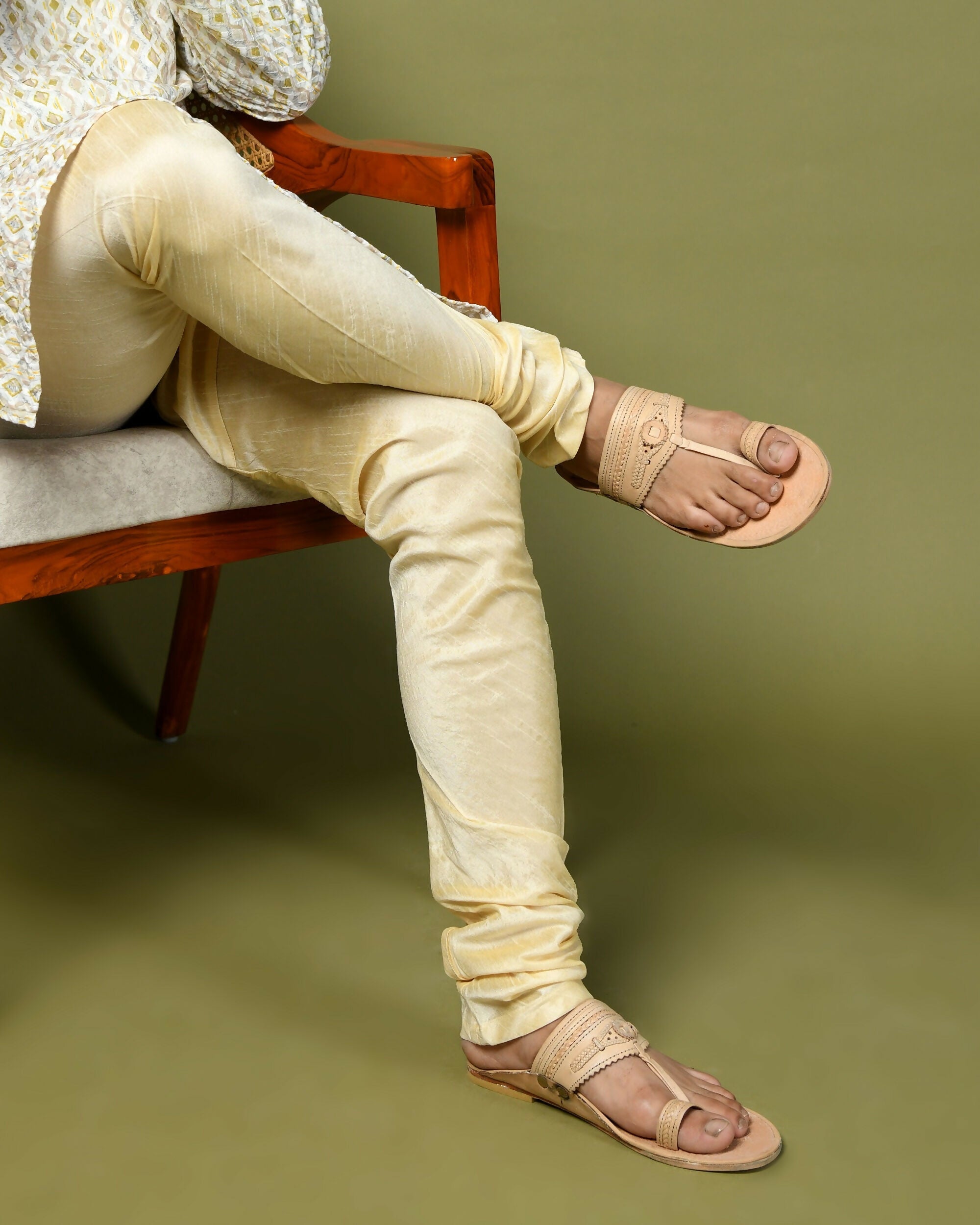 Stepsoft Men'S Natural Kolhapuri Chappal | Handcrafted Ethnic Slip-On Leather Footwear