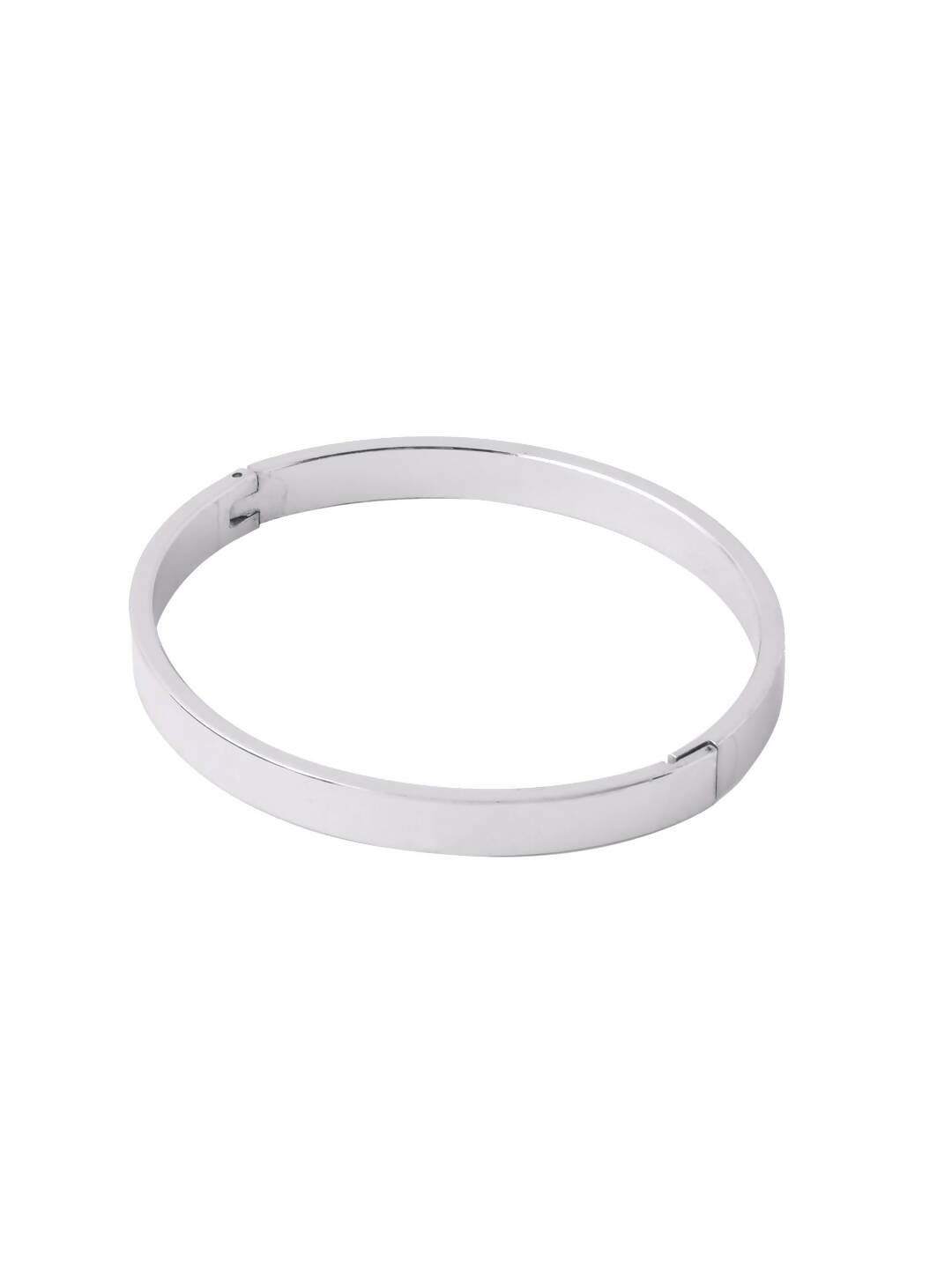 NVR Men's Silver Metal Interlock Kada Bracelet