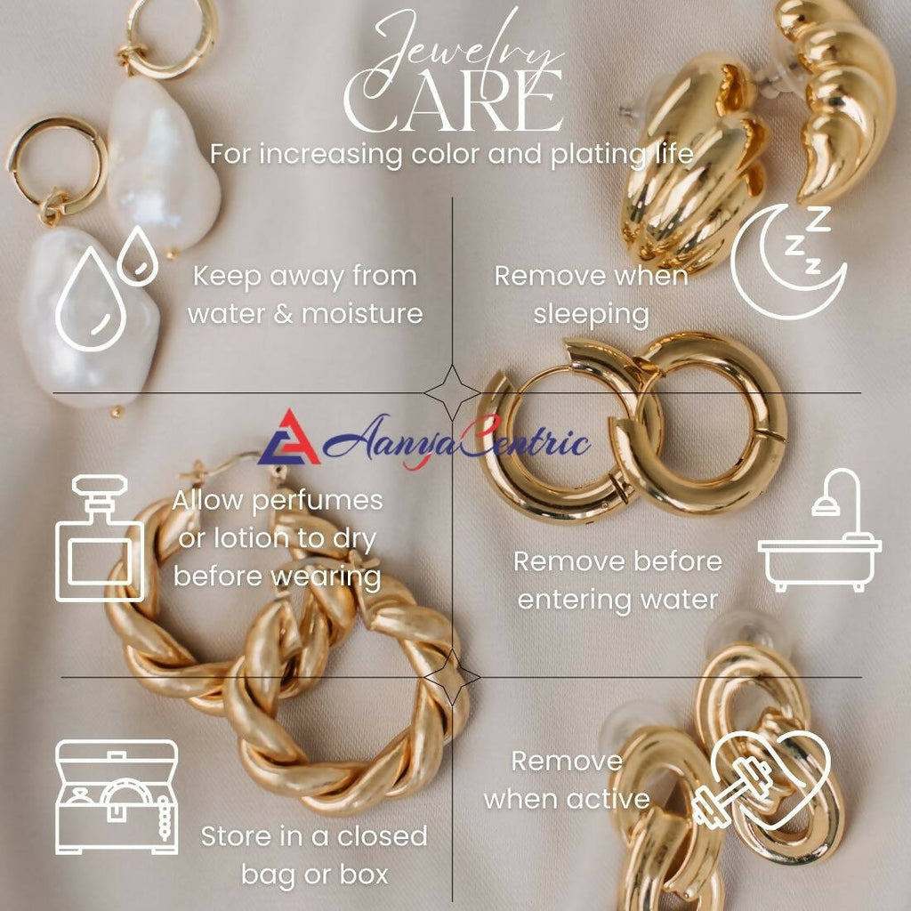 AanyaCentric Gold-Polished Mangalsutra Pendant Earring Set & Silver Plated Anklet