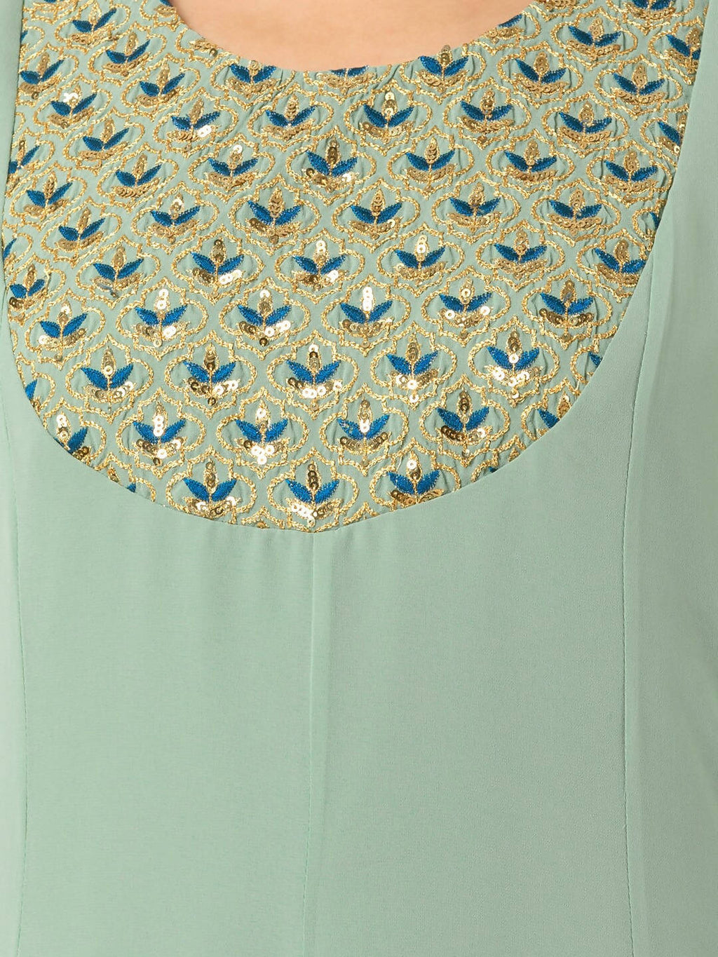 Indya Green Embroidered A-Line Kurta