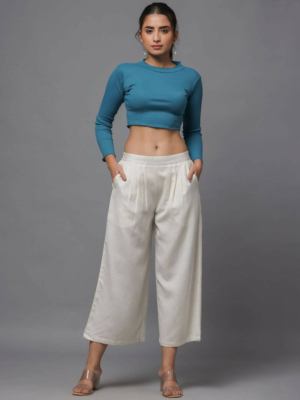 Juniper Women's Natural Solid Wide Leg Palazzo